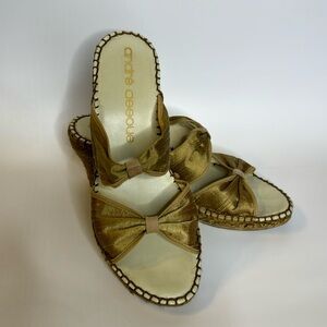 Andre Assous Gold Sandals with Roped Covered Wedges Size 10 - Used